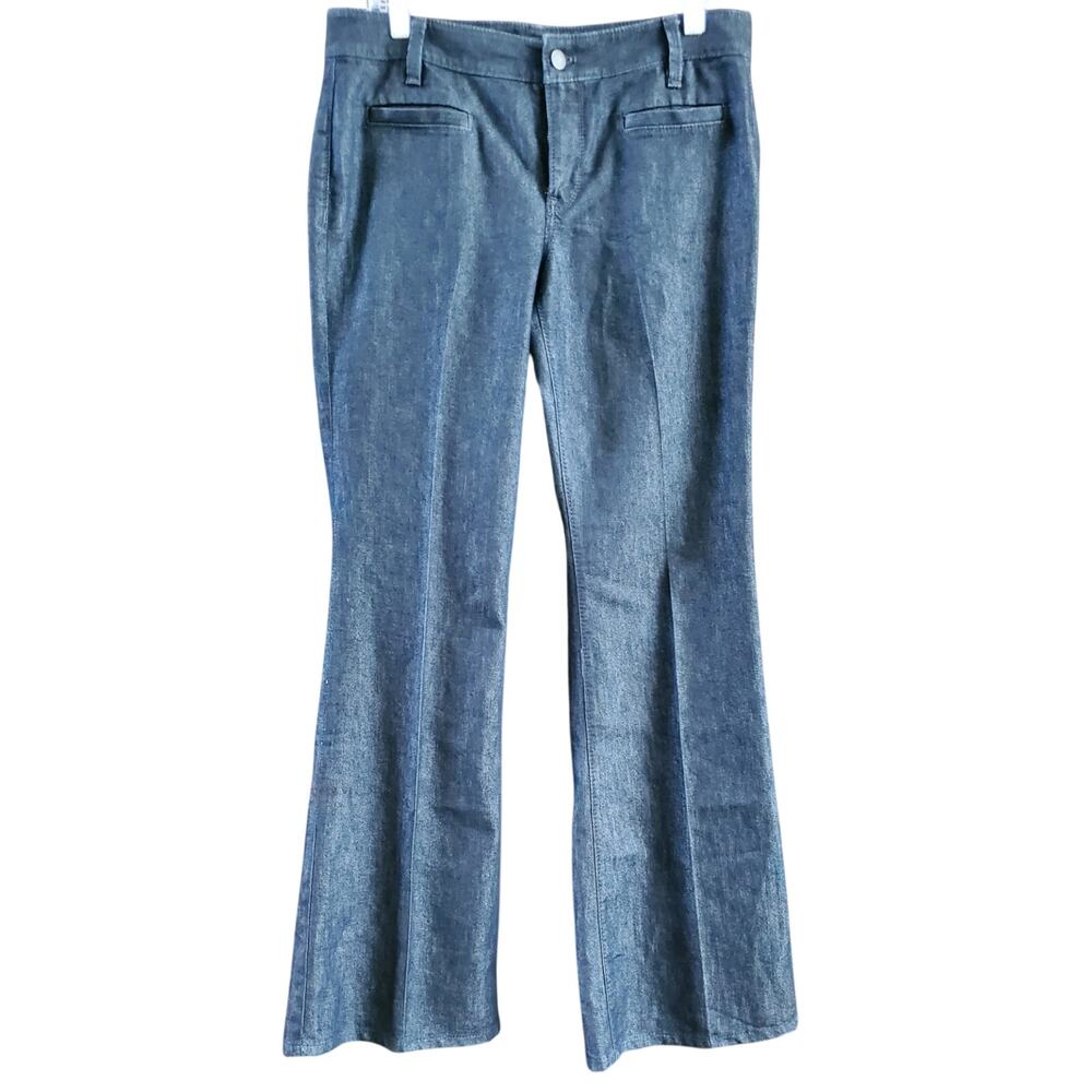 Ann Taylor Signature Women's Dark Wash Blue Mid-Rise Flare Pants SZ 6
